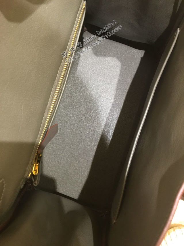 Hermes女包 愛馬仕經典款birkin包 金扣 epsom皮 金棕色拼錫器灰 頂級手工 Hermes鉑金拼色手提女包  am2059